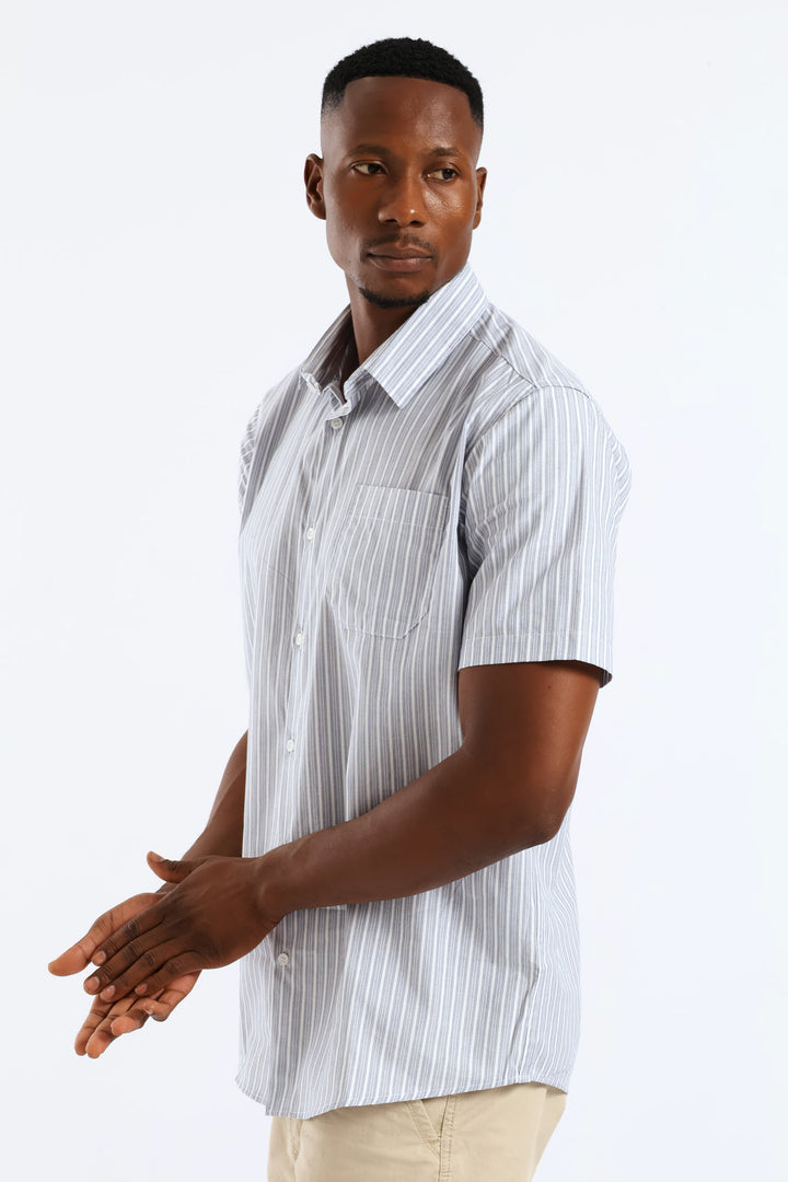 Short Sleeve Stripe Shirt - White