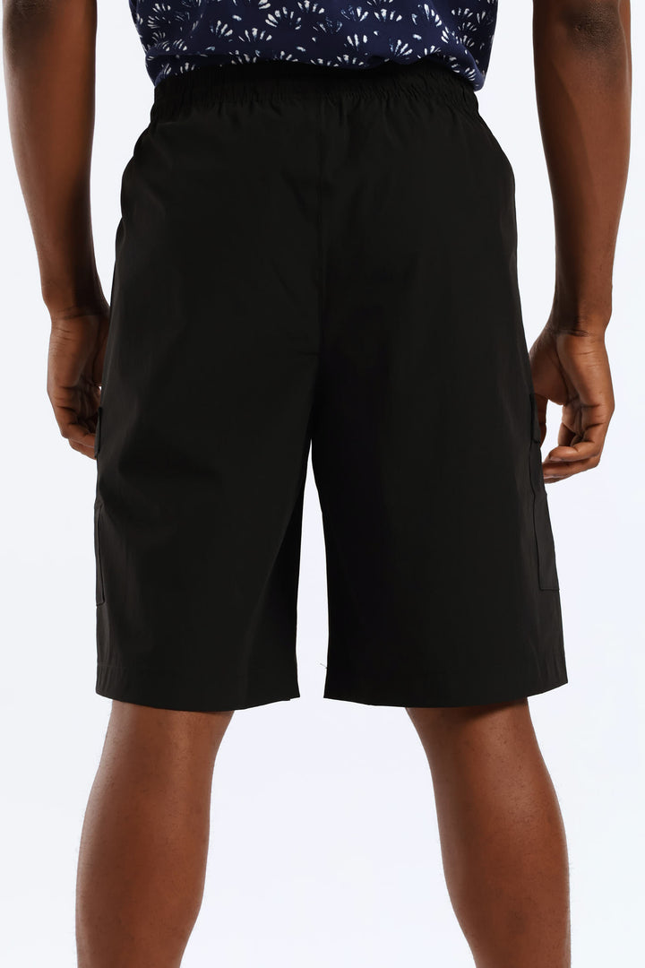 Zip Cargo Pocket Tech Short - Black