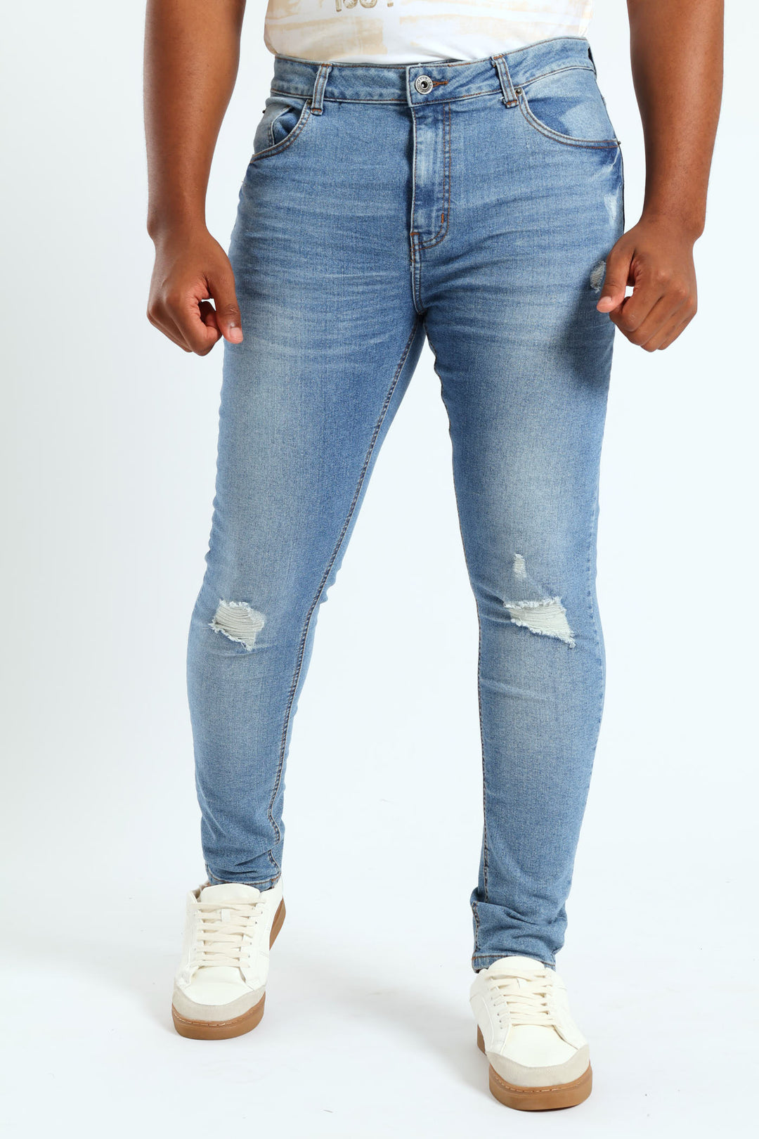 Mens Ripped Super Skinny Jean Light Wash – Edgars