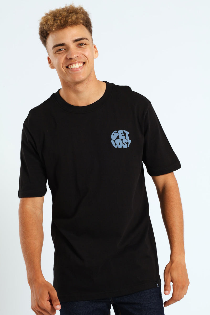 Get Lost Chest Print Tee - Black