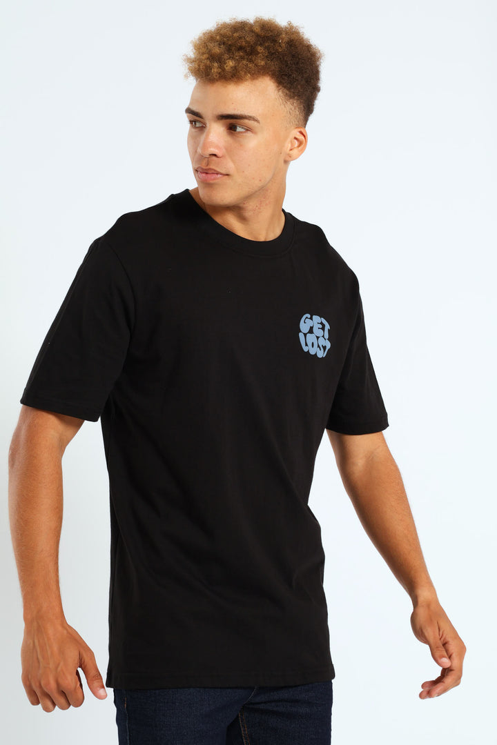 Get Lost Chest Print Tee - Black