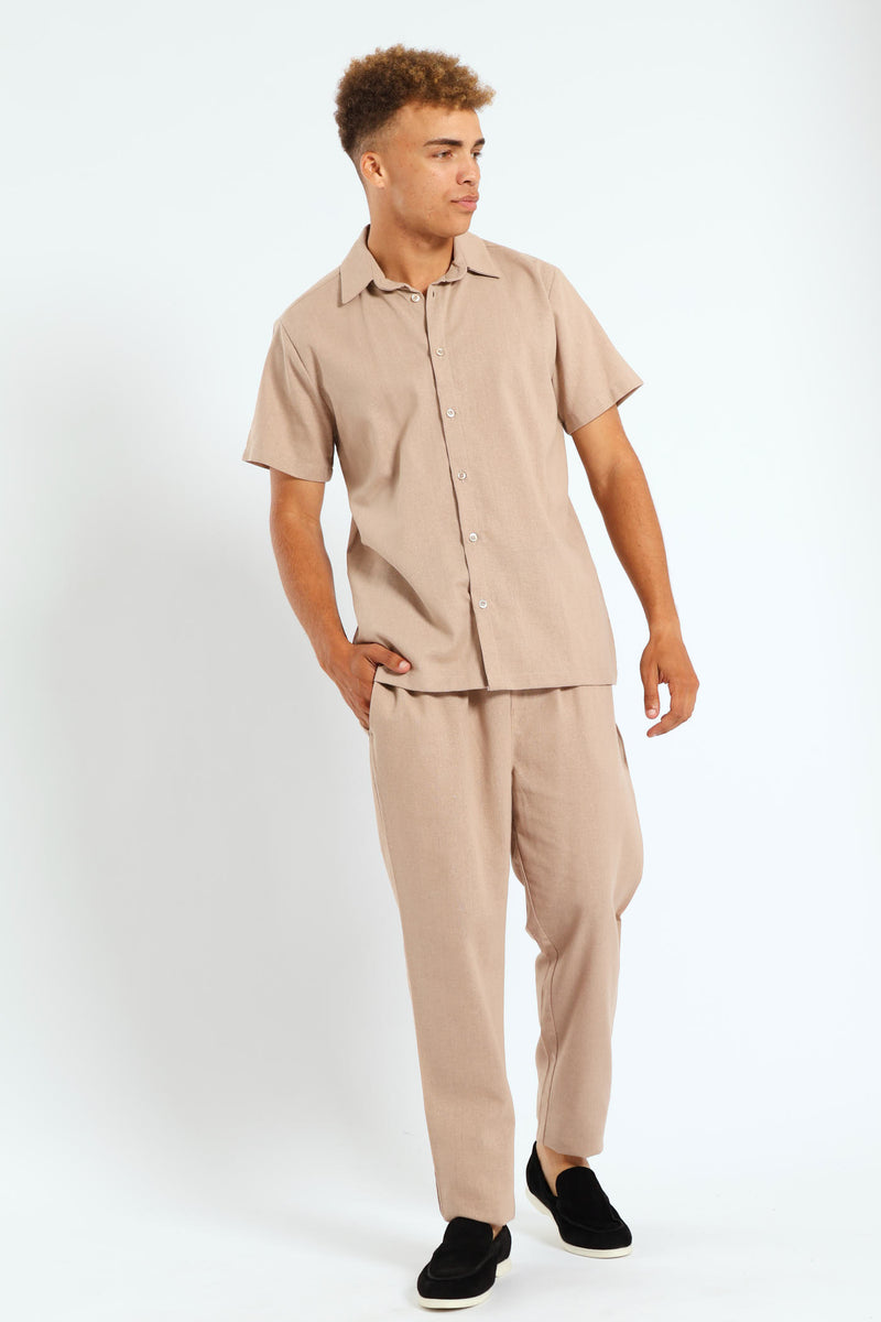 Linen Look Shirt - Light Stone