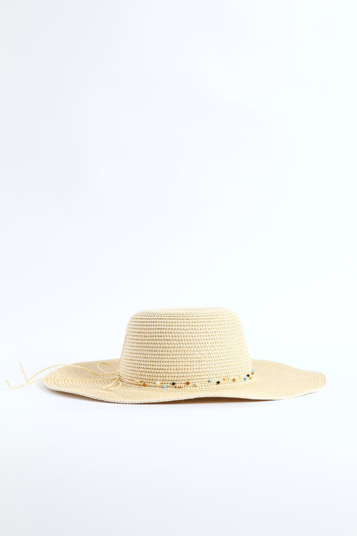 Bead Trim Sunhat - Cream