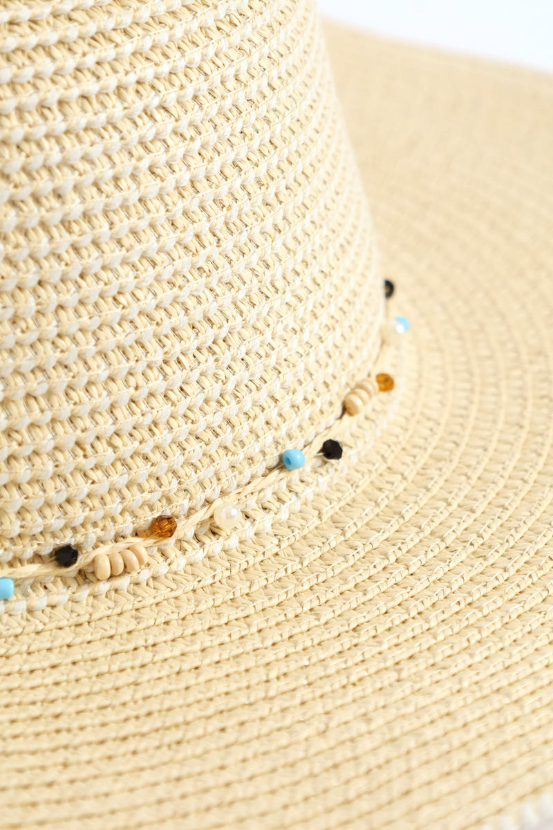 Bead Trim Sunhat - Cream