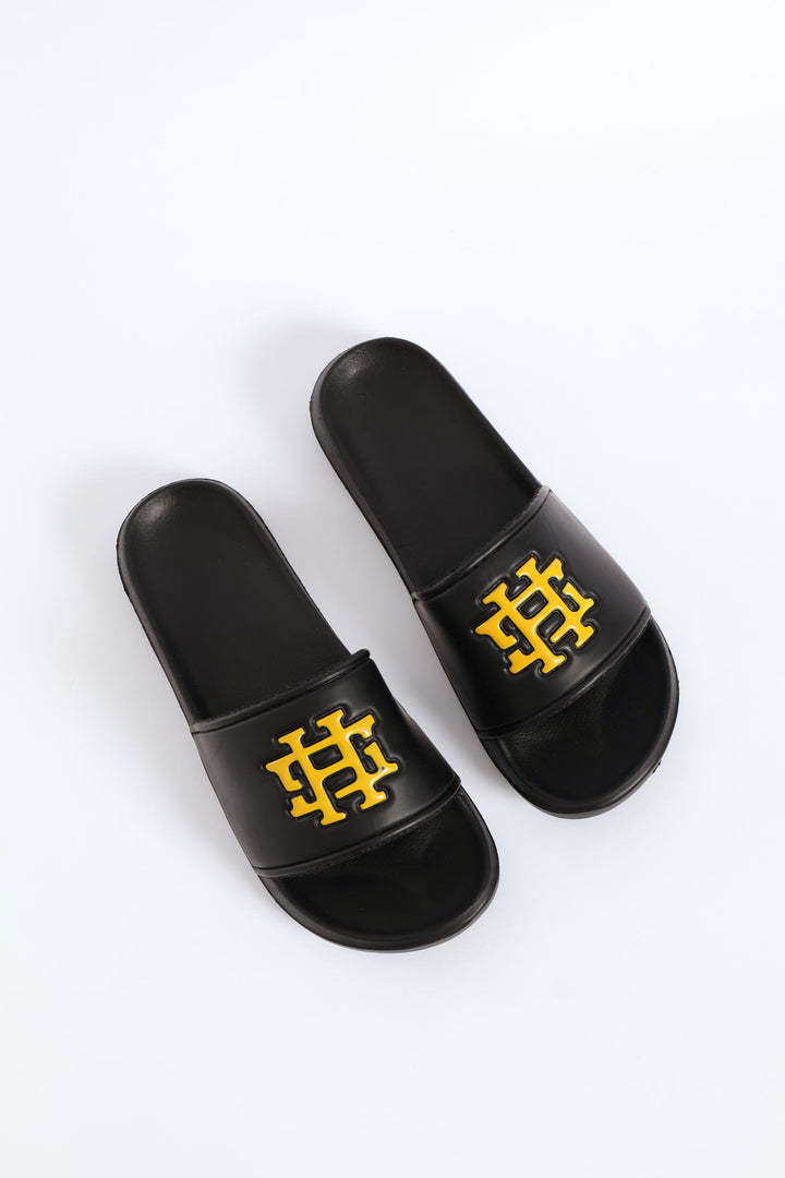Embossed Brand On Upper Pool Slide - Black/Yellow