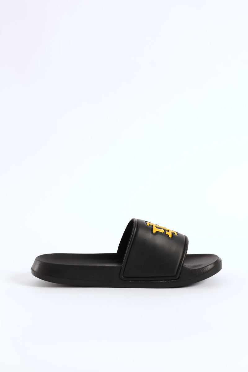 Embossed Brand On Upper Pool Slide - Black/Yellow