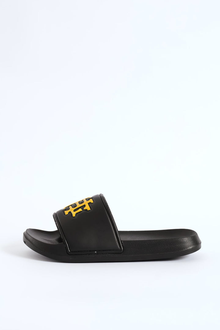 Embossed Brand On Upper Pool Slide - Black/Yellow