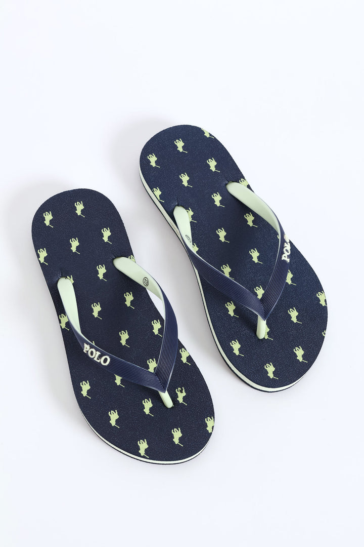 Boys Monogram Flip Flop - Navy