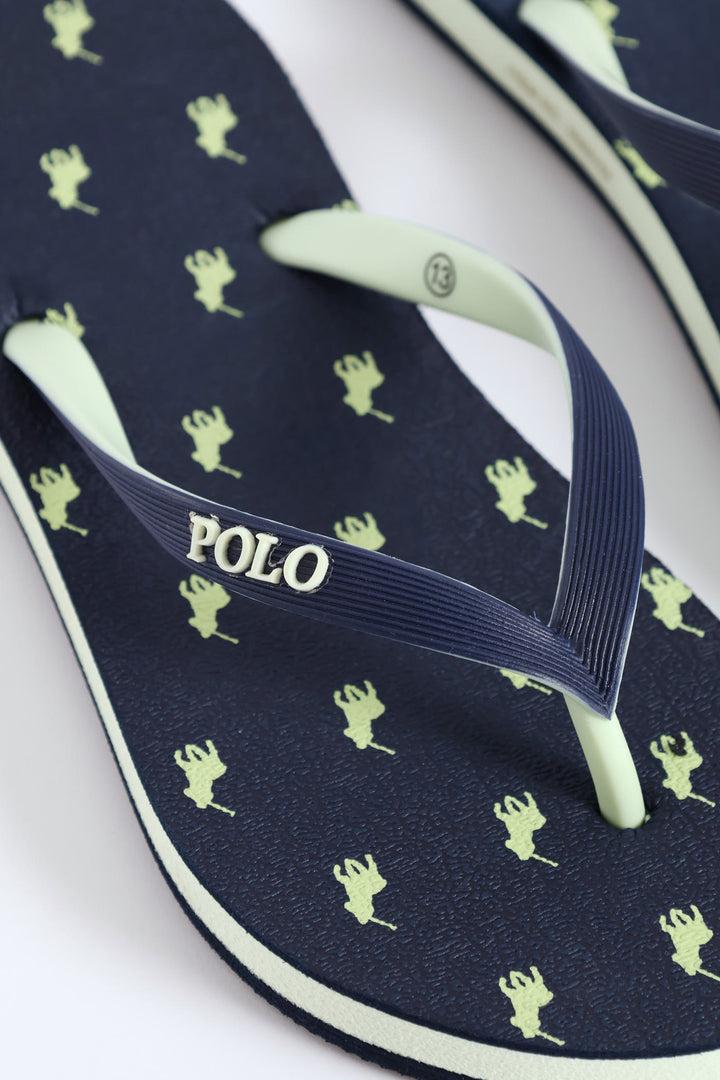 Boys Monogram Flip Flop - Navy