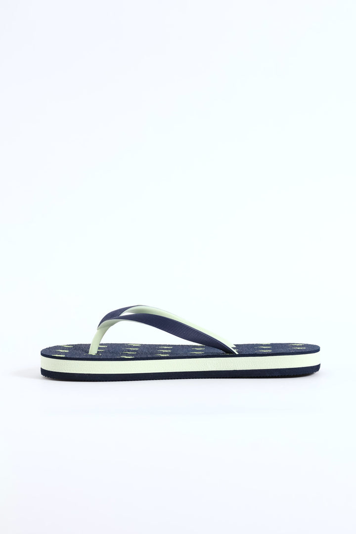 Boys Monogram Flip Flop - Navy