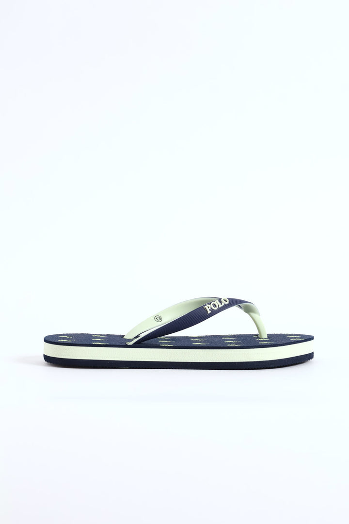 Boys Monogram Flip Flop - Navy