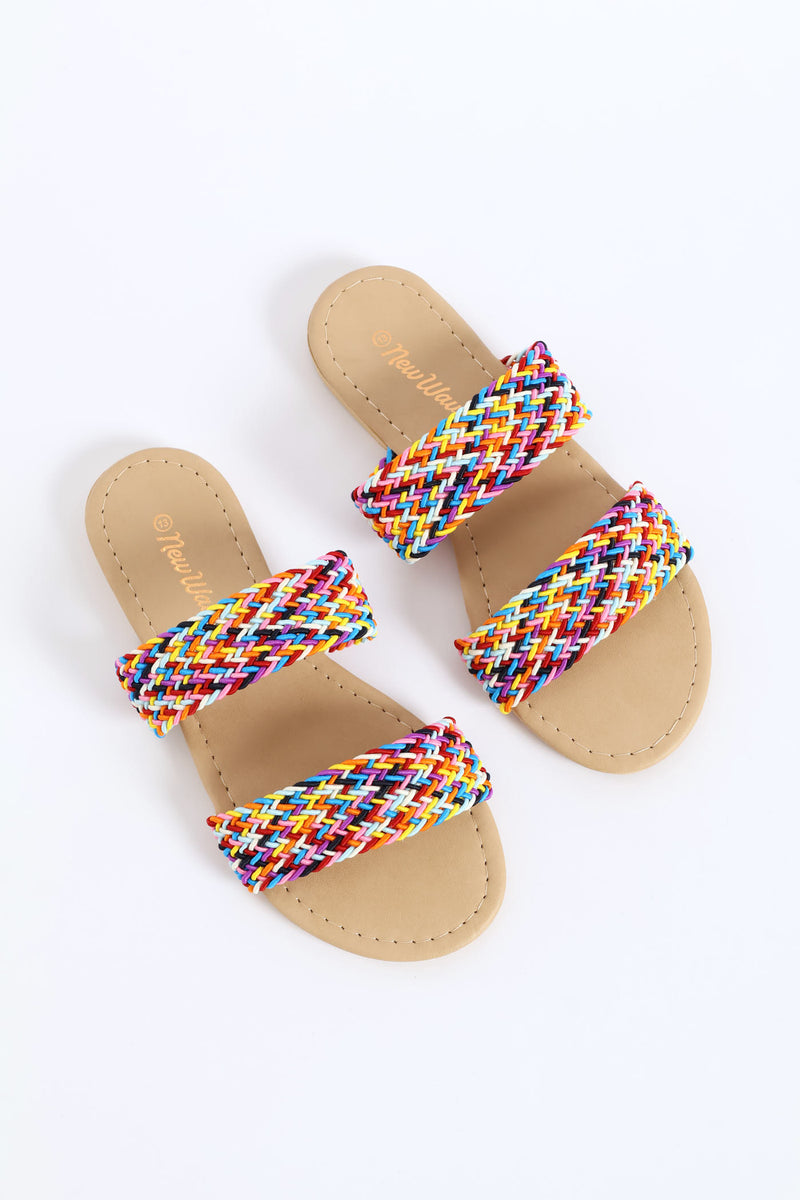 Girls Double Band Mule Sandal - Multi