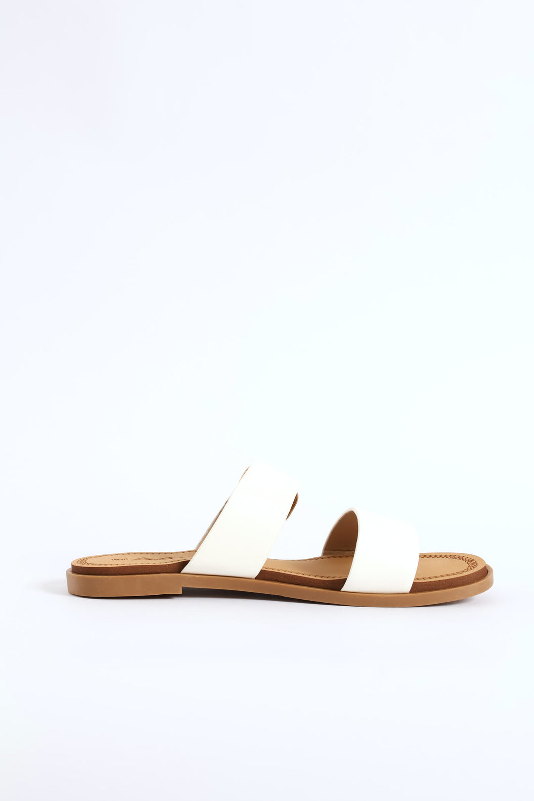 Buckle Detail Double Band Sandal - White