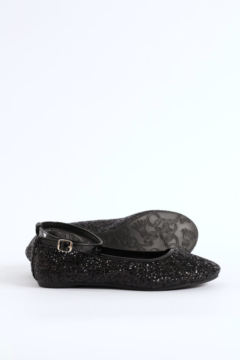 Girls Glitter Pump - Black