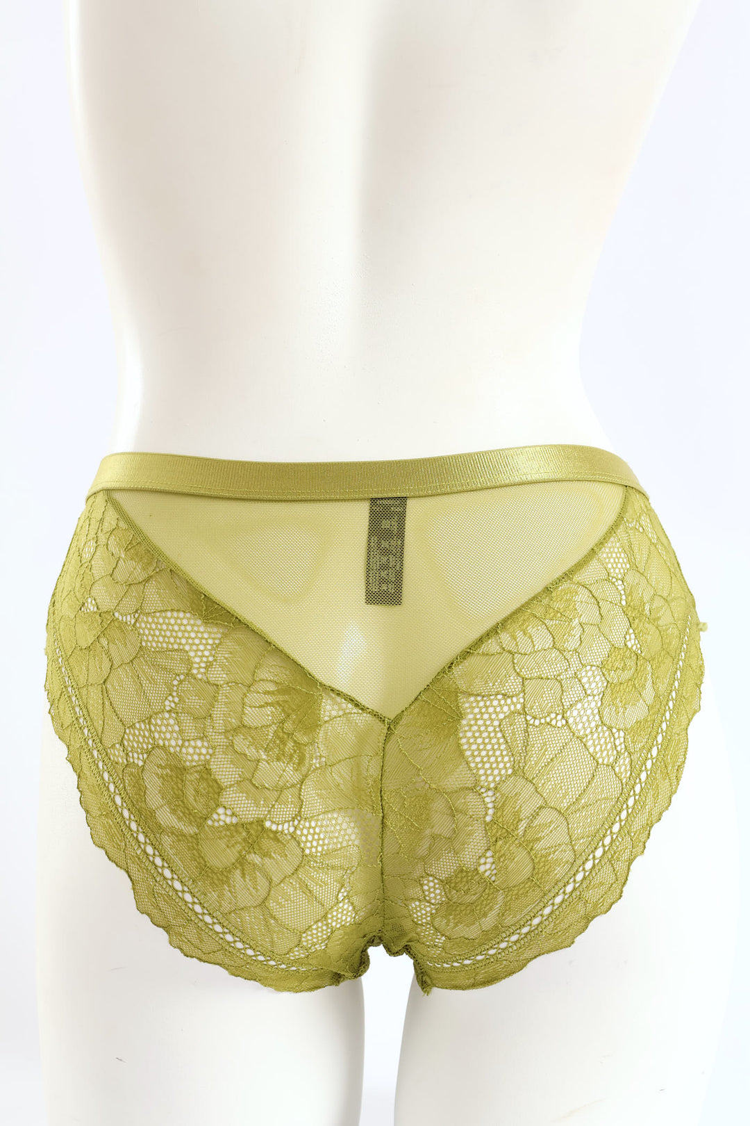 Shimmer Waistband Full Lace Boyleg Panty - Sage