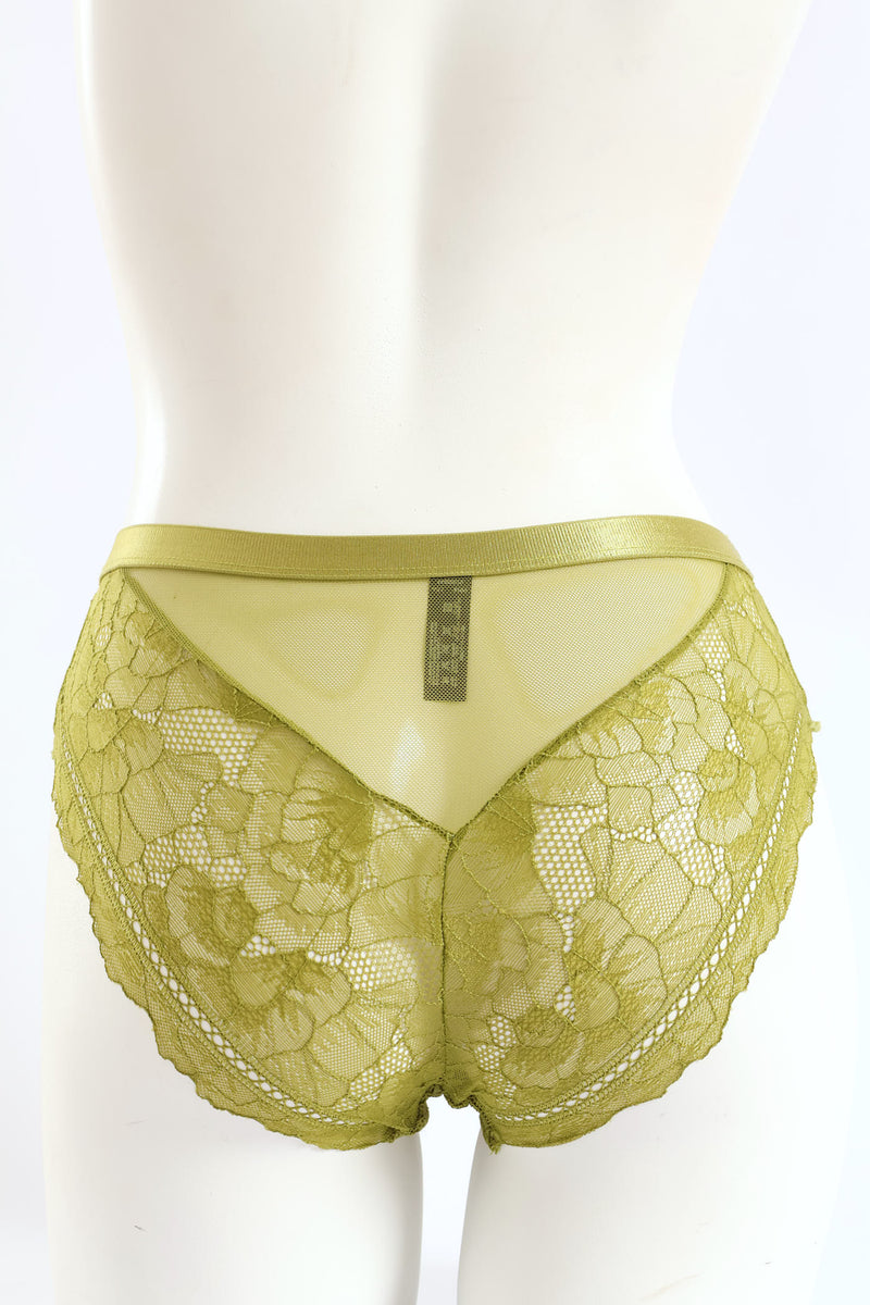 Shimmer Waistband Full Lace Boyleg Panty - Sage