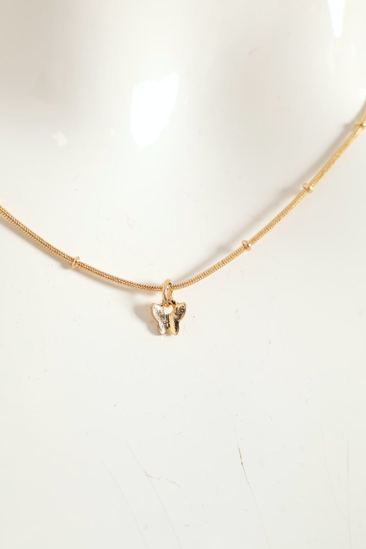 Butterfly Pendant Necklace - Gold