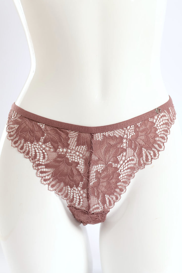 3 Pack Galloon Lace Brazilian Panties - Raspberry/Maroon/Chai Melange