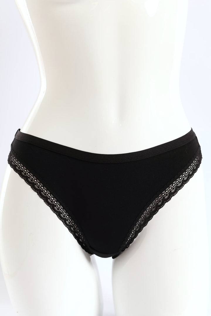 3 Pack Cotton Brazilian Panties - Grey Melange/White/Black