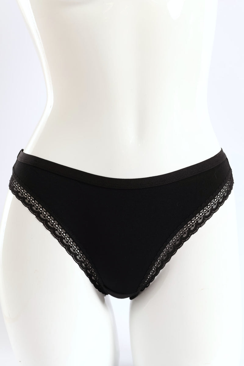 3 Pack Cotton Brazilian Panties - Grey Melange/White/Black