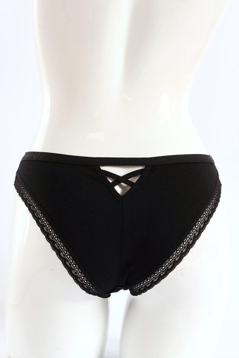 3 Pack Cotton Brazilian Panties - Grey Melange/White/Black