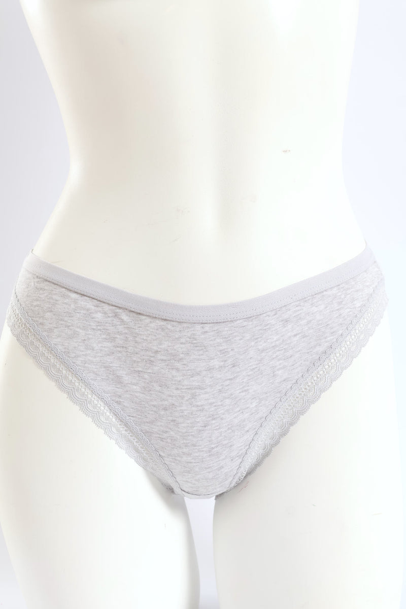 3 Pack Cotton Brazilian Panties - Grey Melange/White/Black