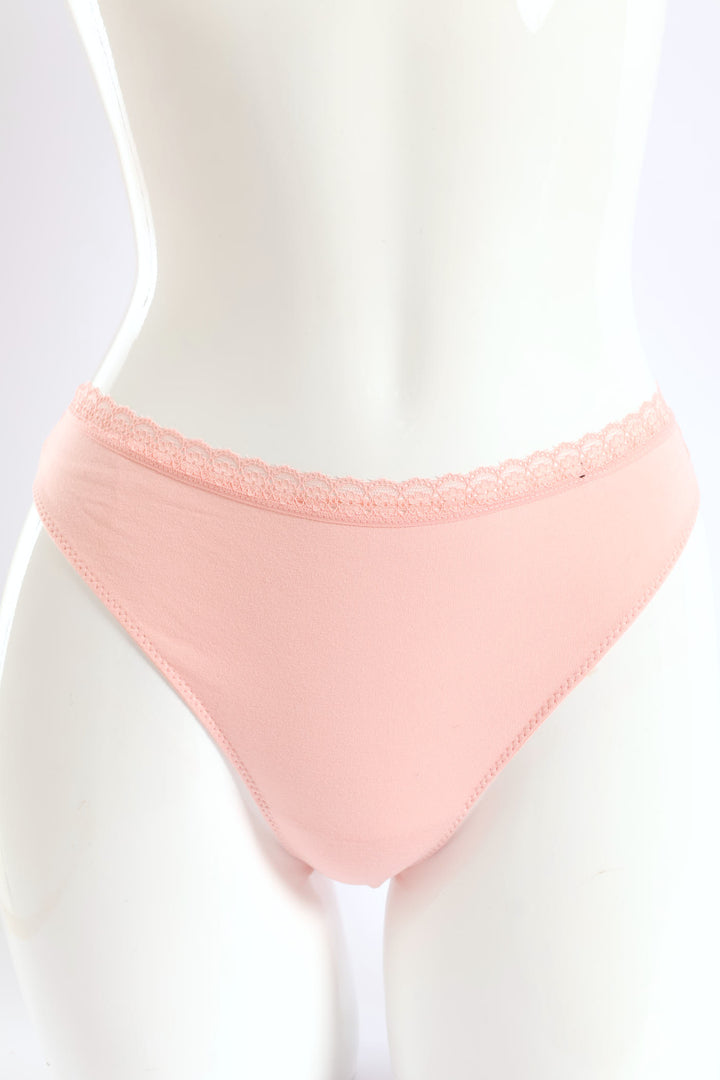 3 Pack Cotton Thong Panties - Powder Pink/Cream Melange/Navy