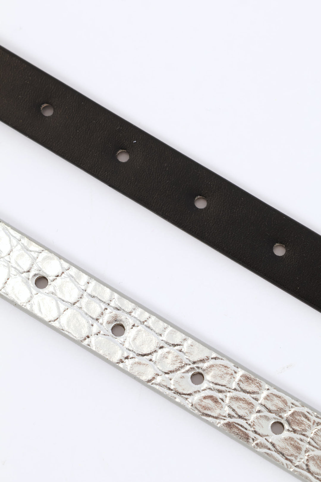Girls 2 Pack Black & Silver Belts - Multi