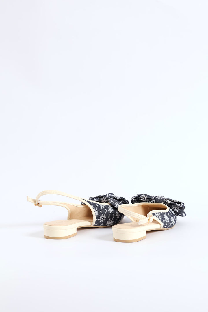 Anglaise Bow Slingback - Navy/White