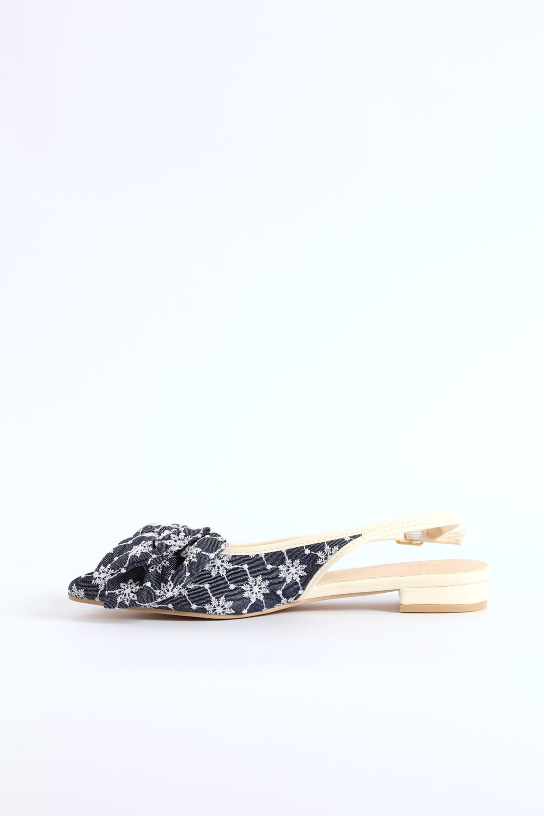 Anglaise Bow Slingback - Navy/White