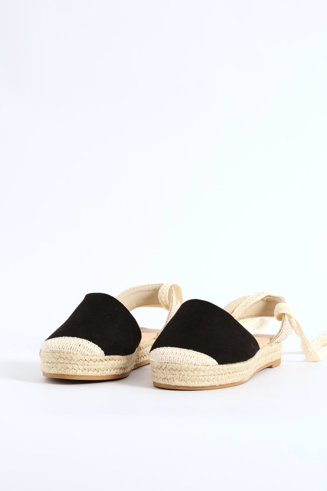 Girls Espadrille Ankle Tie Pump - Black
