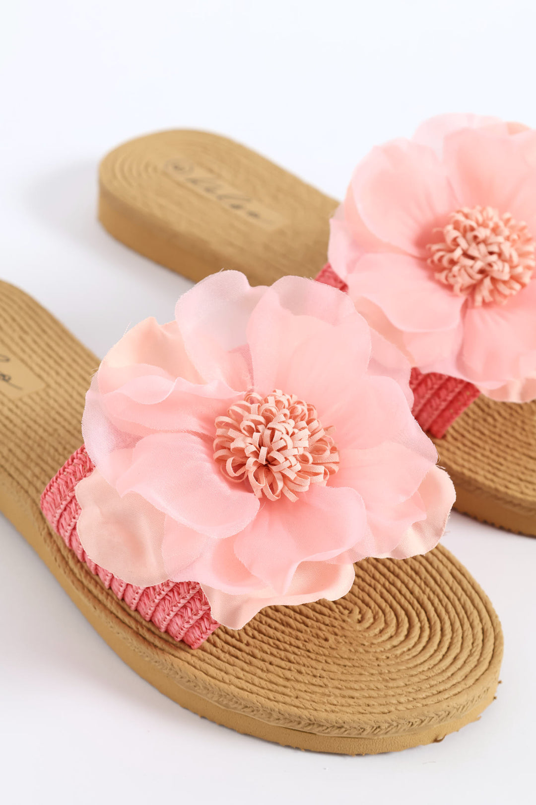 Floral Weave Single Band Mule Sandal - Pink