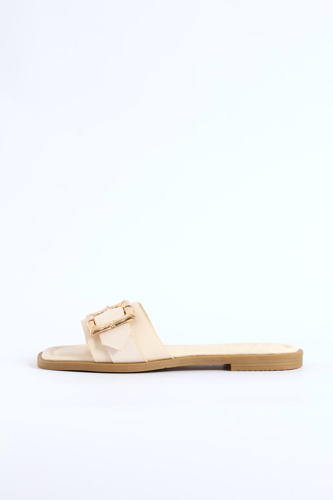 Bamboo Buckle Detail Single Band Sandal - White