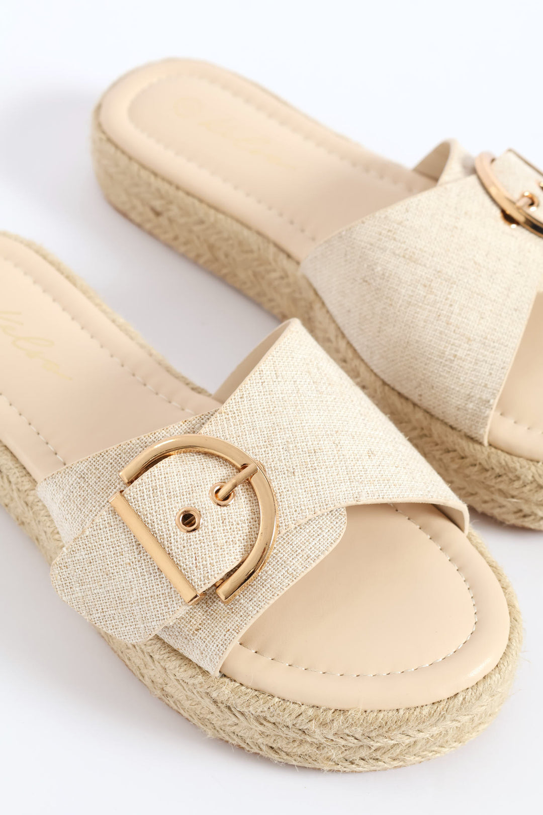 Single Band Buckle Detail Espadrille Mule Sandal - Off White
