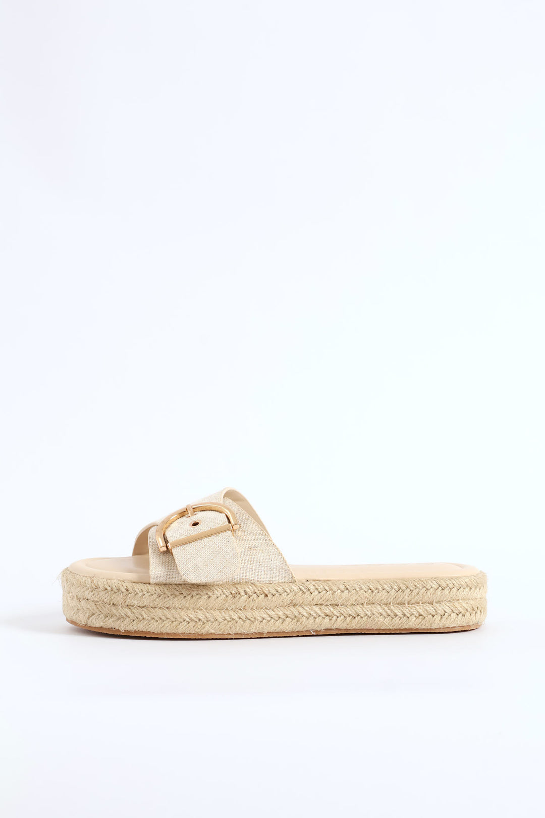 Single Band Buckle Detail Espadrille Mule Sandal - Off White
