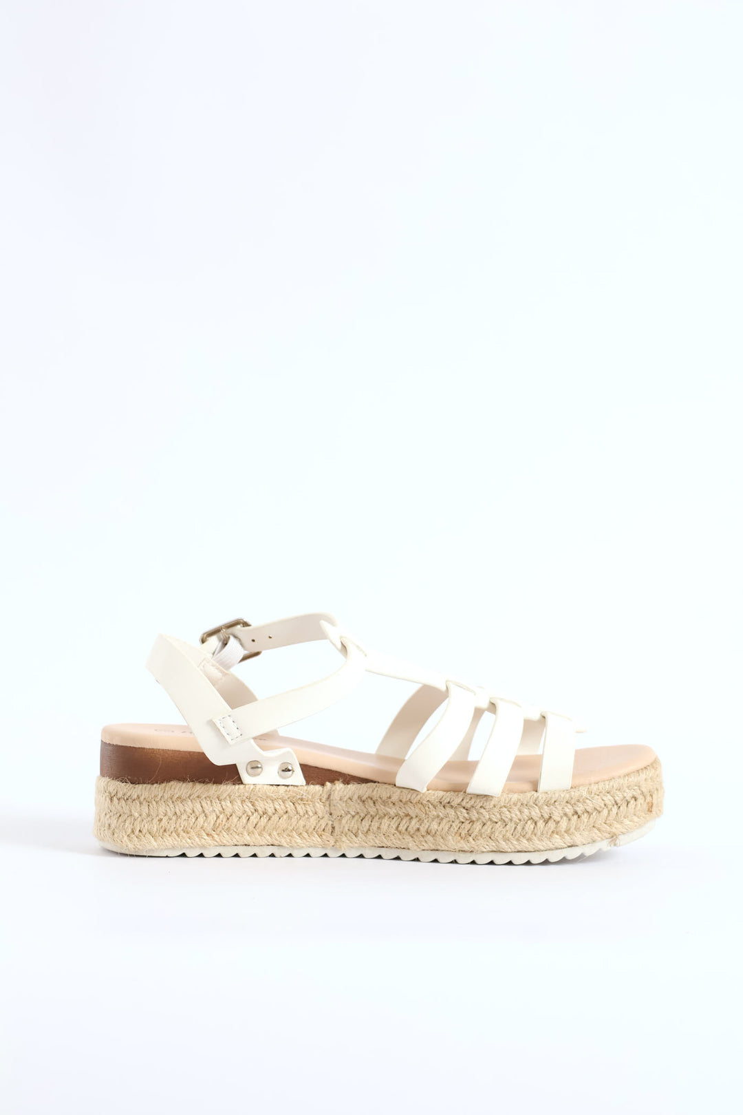 Girls Multi Strap Espadrille Wedge Sandal - White