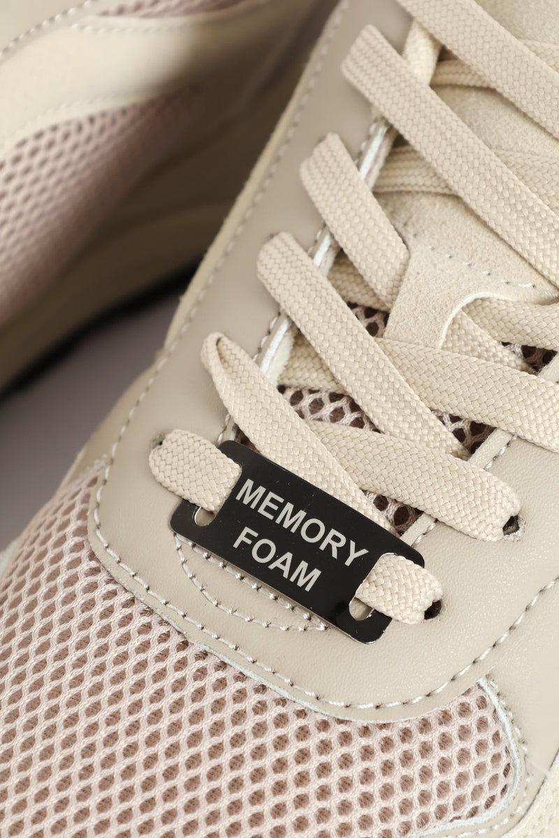 Multi Panelled Smart Casual Sneaker - Beige