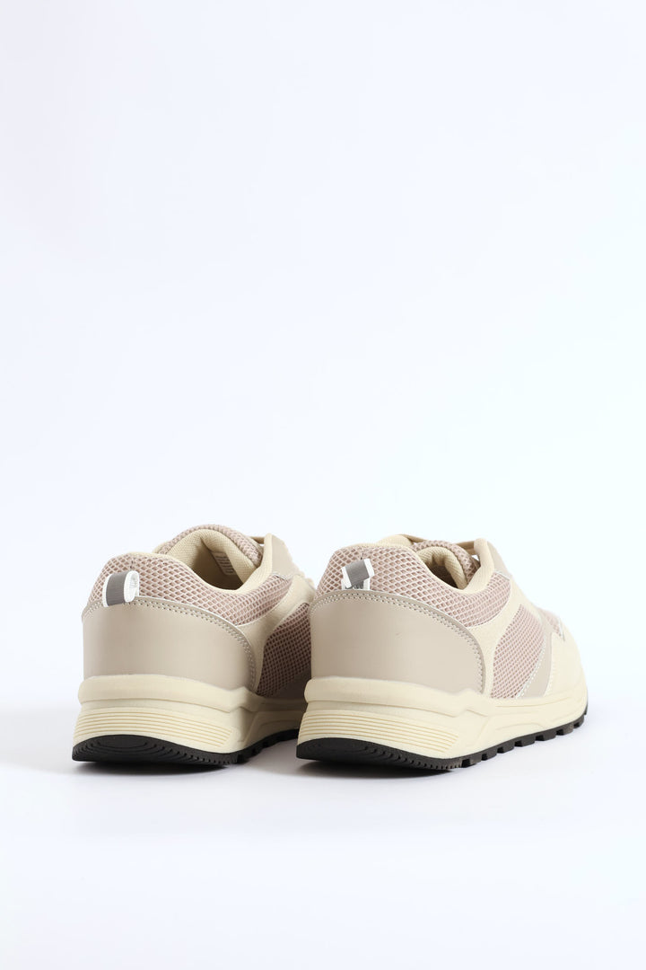 Multi Panelled Smart Casual Sneaker - Beige