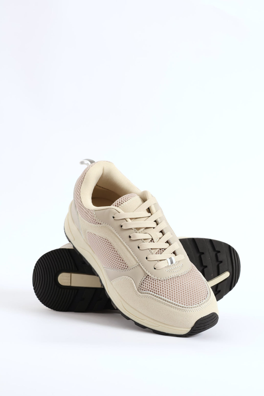 Multi Panelled Smart Casual Sneaker - Beige