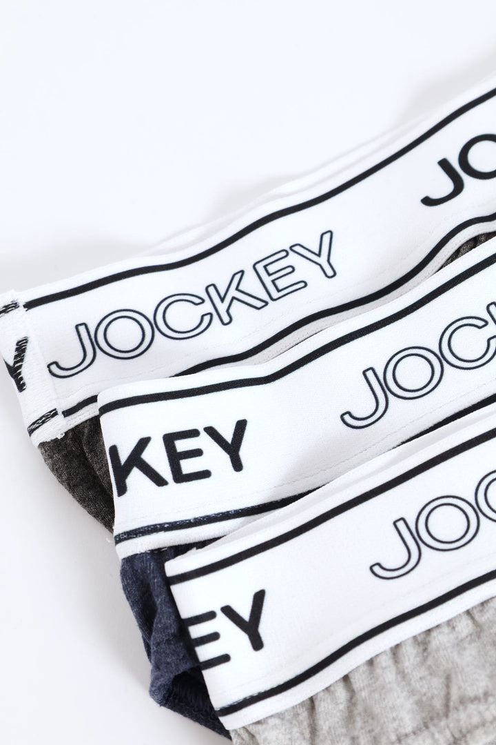 3 Pack Mono Elastic Briefs - Grey/Indigo/Charcoal