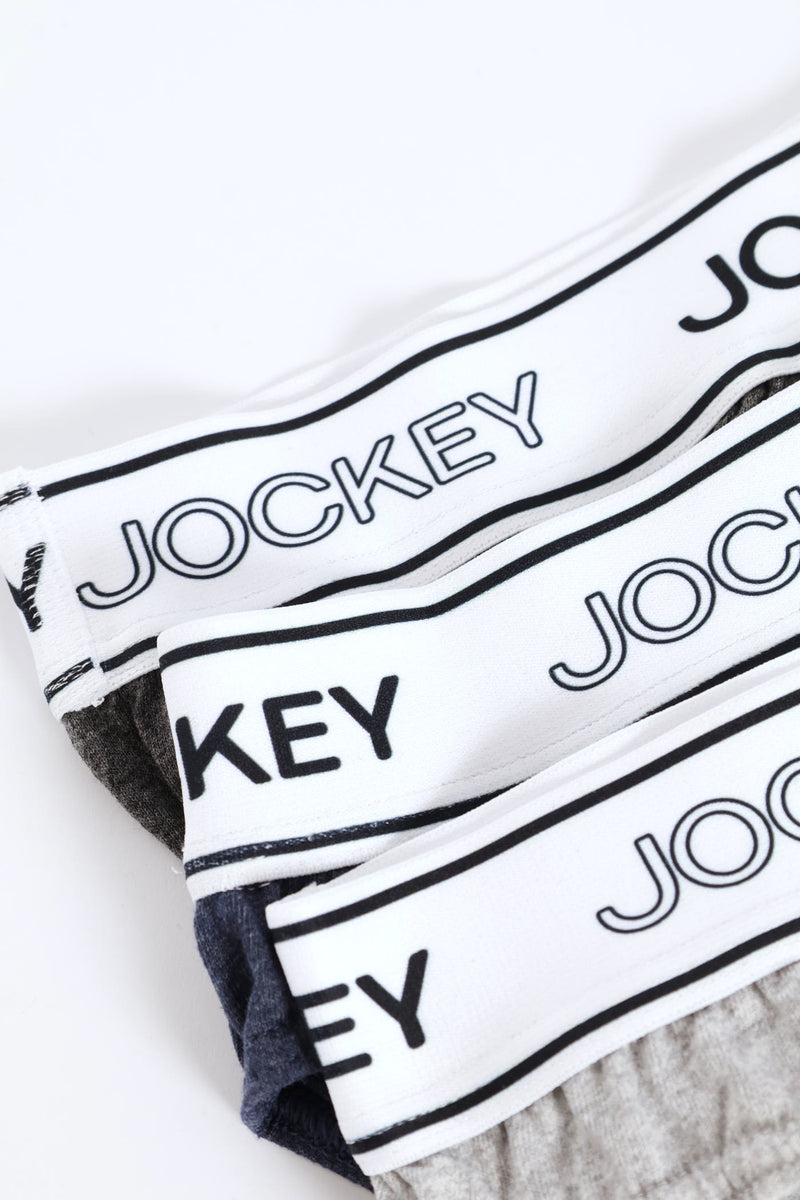 3 Pack Mono Elastic Briefs - Grey/Indigo/Charcoal