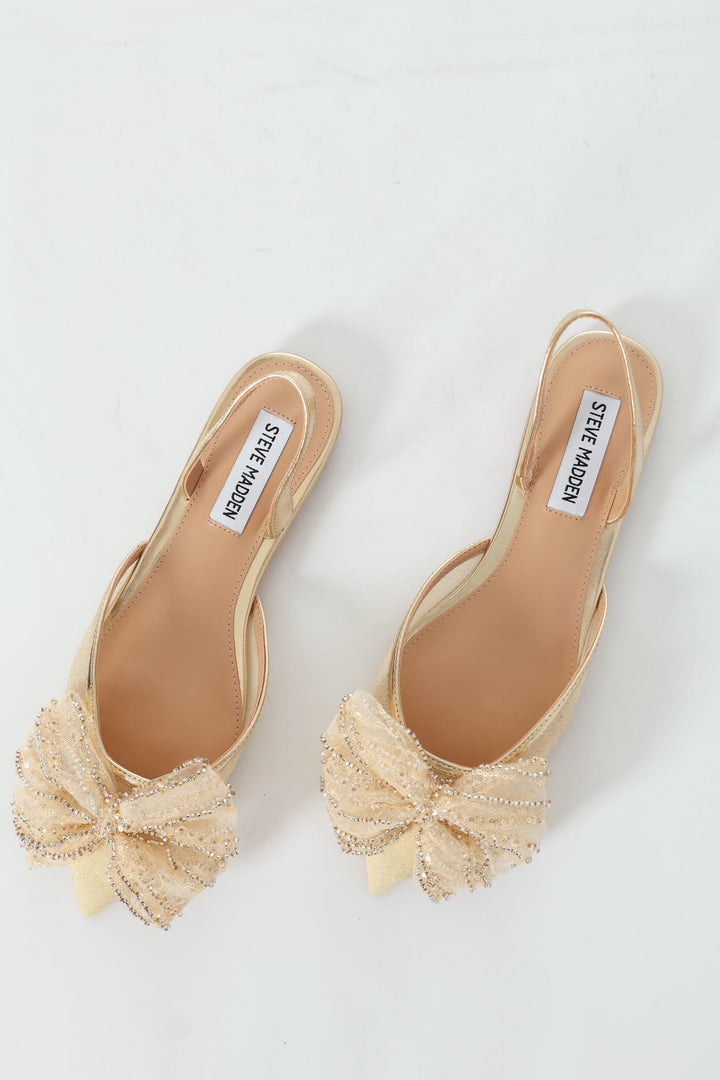 Calibria Pointed Toe Bow Sling Back - Gold