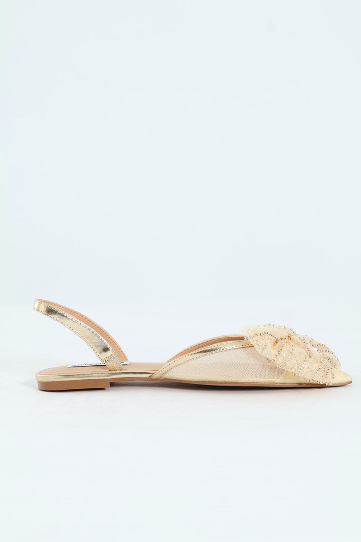 Calibria Pointed Toe Bow Sling Back - Gold