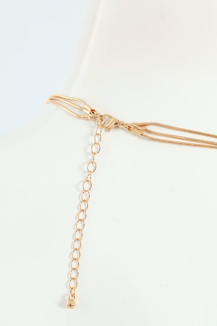 Ladies 3-Layer Matte Pendant Necklace - Gold