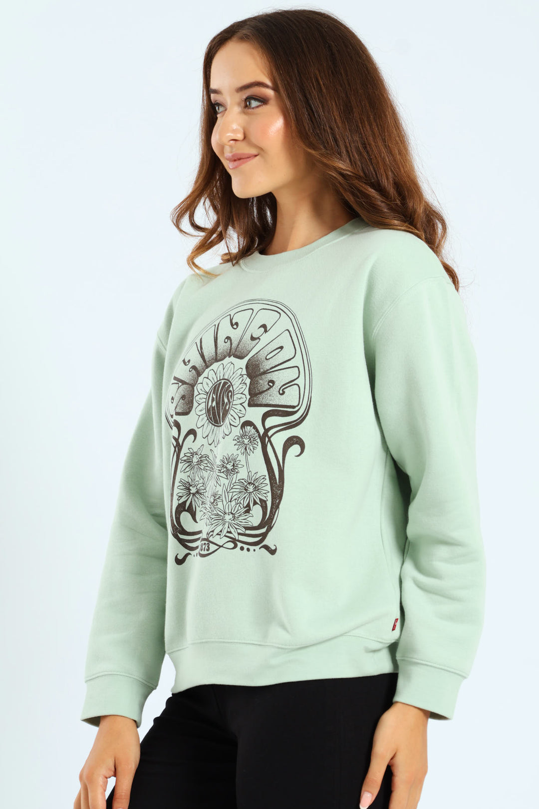 Shine On Poster Crew Top - Light Green