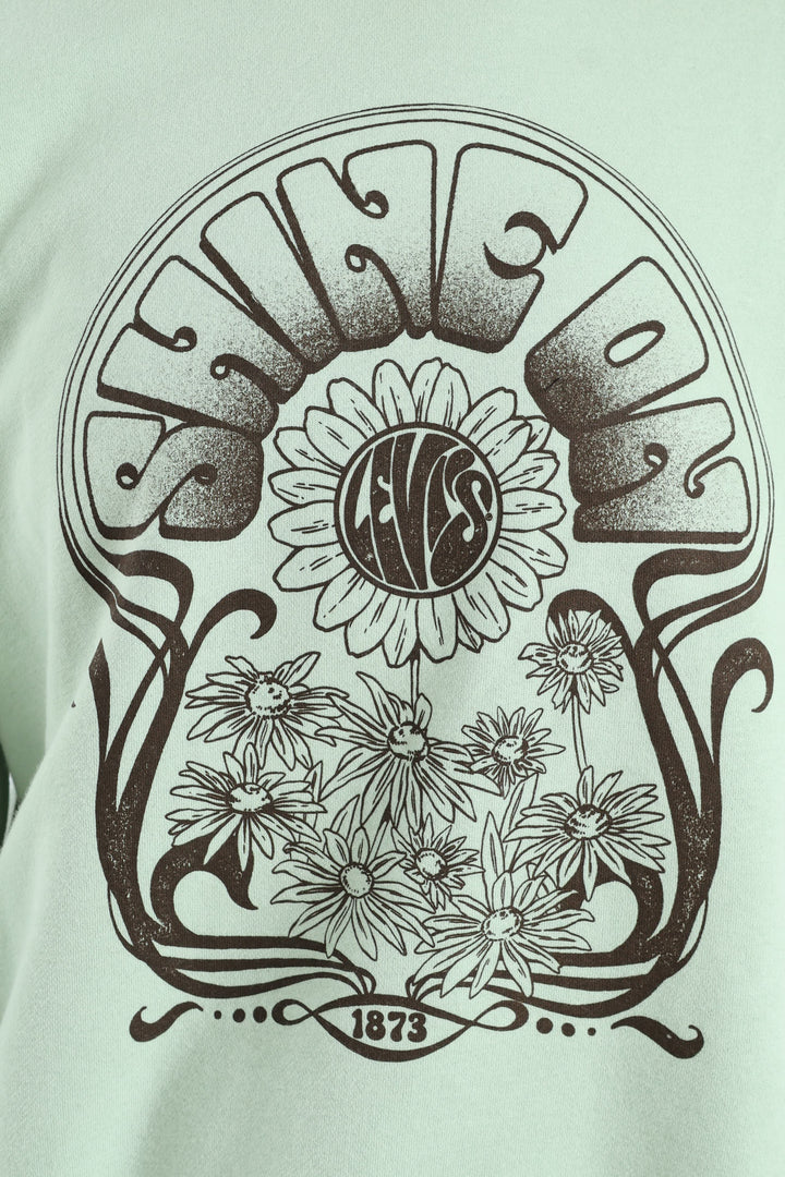 Shine On Poster Crew Top - Light Green