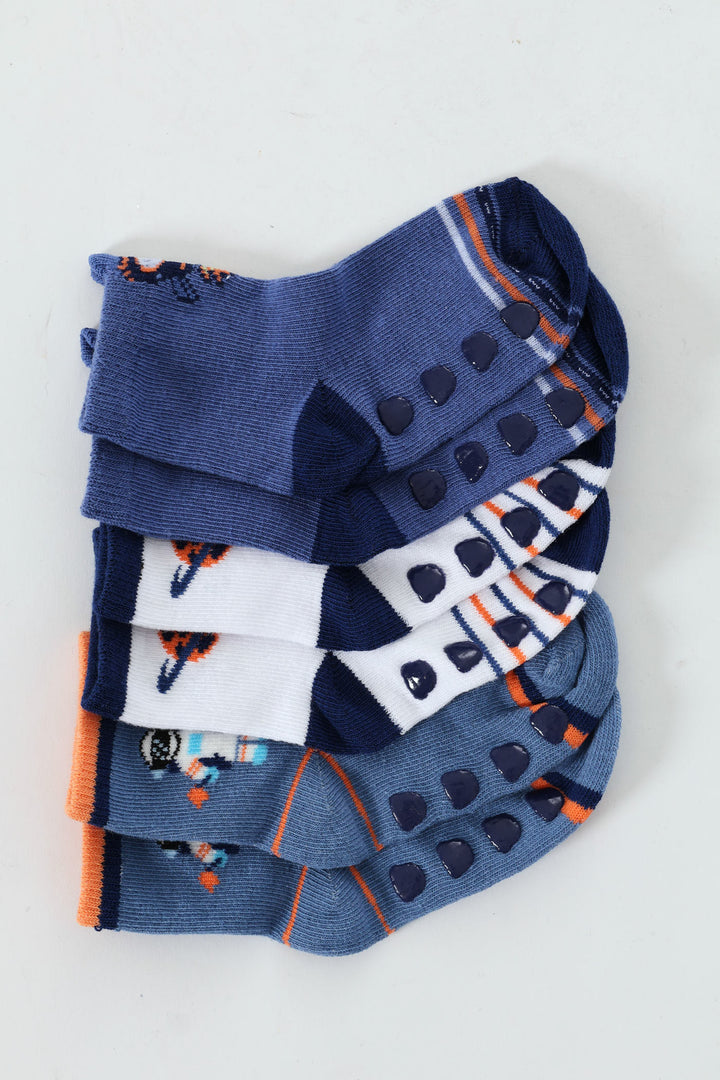 Baby Boys 3 Pack Space Cotton Socks - Dark Navy