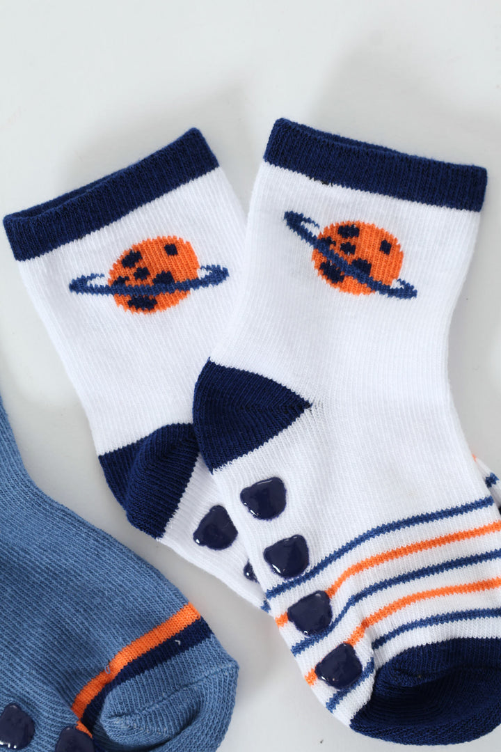 Baby Boys 3 Pack Space Cotton Socks - Dark Navy