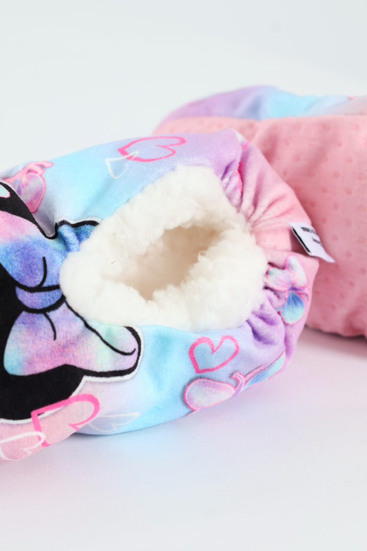 Pre-Girls Minnie Mouse Sherpa Slippers - Pink