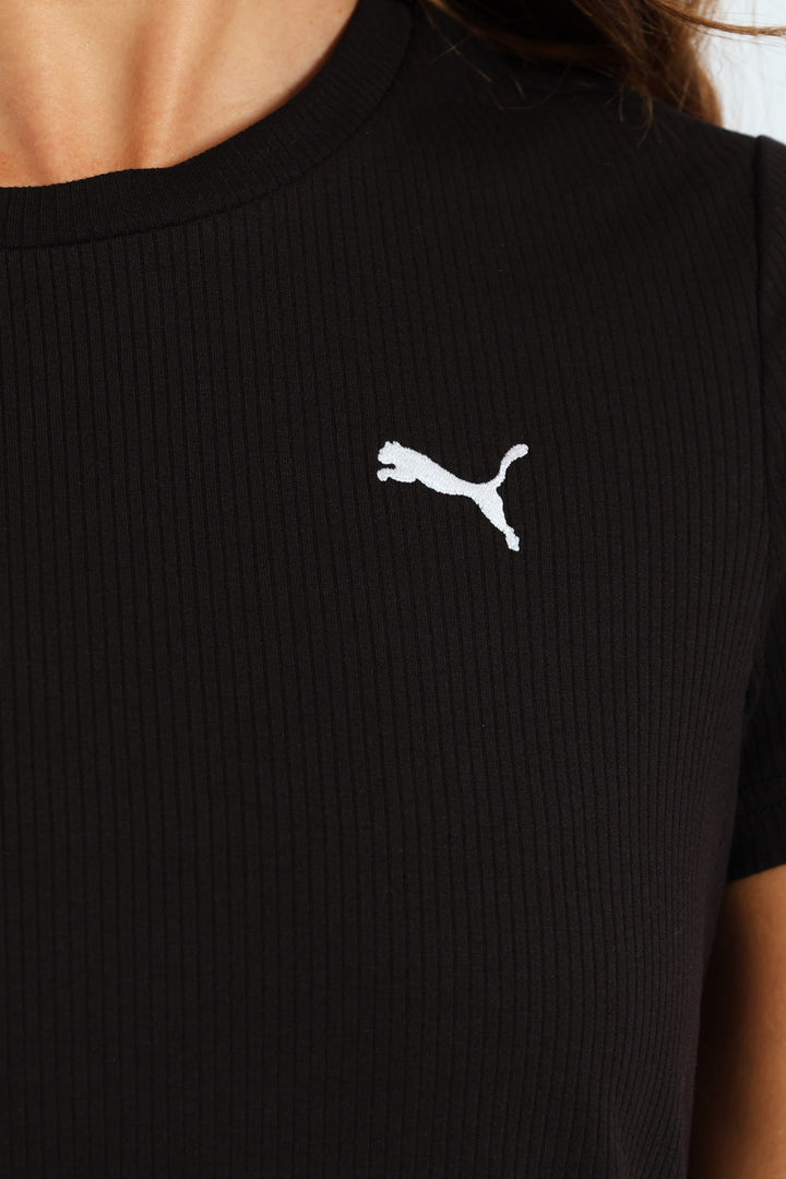 Essential Elevated Bodycon Rib Dress - Black